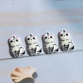 Detailed view of four alloy cat charms with pink ears for DIY jewelry making - Grey Cat / AN110