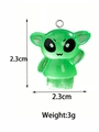 Green translucent resin alien pendant with silver loop for DIY jewelry making 2.3cm - Waving Alien