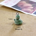 Cute green flocked snake animal pendant with silver metal ring for DIY jewelry making - MR121 / Snake