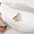 Triangle resin pendant with pink dried flowers and gold metal frame for DIY jewelry - Triangle Pink Flower