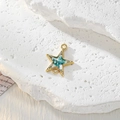 Ciondolo a stella in lega dorata con fiori secchi blu e resina per gioielli fai-da-te - Fiore Blu Stella