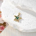 Pendentif étoile en alliage doré avec feuilles vertes séchées pour bijoux DIY faits main - Feuille Verte Étoile