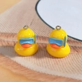 Cute yellow resin swimming duck charms with goggles for DIY earrings and keychains - Swimming Duck
