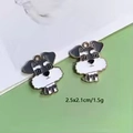 Cute enamel schnauzer dog charm for DIY earrings in black and white finish - Grey and White Dog