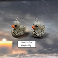 Pair of resin skull duck pendants for DIY punk jewelry with size and weight specs - Skeleton Duck Style