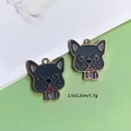 French bulldog alloy enamel charms in dark grey finish for DIY earring and keychain making - Grey Dog