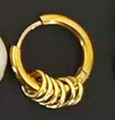 Orecchino a cerniera in lega dorata con sei piccoli anelli metallici pendenti - Chiusura a Sei Anelli in Acciaio Inossidabile Oro (kou)