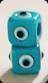 Blue evil eye square dice bead with center hole for DIY creative jewelry making - Blue