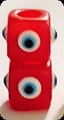 Red cubic evil eye resin beads for DIY jewelry making with top hole detail - Red