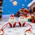 Cute resin Santa Claus pendant with red string for DIY holiday jewelry and crafts - Santa Claus