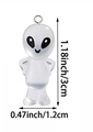 Ciondolo alieno in resina bianca per gioielli fai-da-te con altezza 3cm - Stile Alieno Seduto (C)