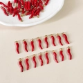 Red chili pepper enamel charms with gold rings for DIY necklace and jewelry making - Red