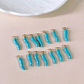 Sky blue chili pepper jewelry pendants with gold metal rings for DIY making set of 14 pieces - Blue
