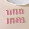 Set of 12 bright pink enamel chili charms with gold loop for DIY jewelry making - Pink