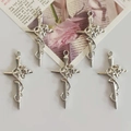 Lot de 5 pendentifs épée gothique vintage argentés avec rose pour la création de bijoux - Argent