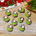 Pack de 10 colgantes de Papá Noel en resina roja y verde para joyas DIY - Papá Noel