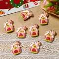 Colgantes de casa de Navidad en resina naranja para joyería y manualidades DIY - Casa de Nieve