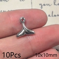 Set di 10 ciondoli a coda di balena in metallo argento per gioielli DIY 10x10mm - Coda di Pesce
