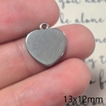 Ciondolo a cuore argento lucido 13x12mm per la creazione di gioielli fai-da-te - Cuore Rotondo