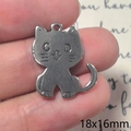 Ciondolo gatto 3D vintage in argento per gioielli fai-da-te, misura 18x16mm - Gatto