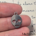 Ciondolo teschio punk in argento per creazione gioielli fai da te 14x10mm - Teschio