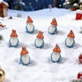 Set of 7 Christmas gnome resin charms in orange and blue with silver hanging rings - AC99 / Orange Gnome