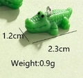 Mini green resin crocodile pendant charm for DIY jewelry making with silver ring - Mini Crocodile