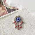 Ciondolo mano di Fatima in argento con perline occhio di Allah blu e rosse per gioielli - Traforato Argento Occhio Rosso