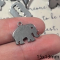 Ciondolo a forma di elefante in acciaio inox argento per gioielli DIY, 15x13mm - Elefante