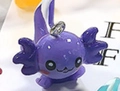 Cute purple resin axolotl pendant with white polka dots and metal connector loop - Purple