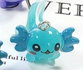 DIY colorful blue resin axolotl pendant with silver metal ring for necklaces - Blue