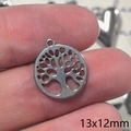 Ciondolo albero della vita in acciaio inox argento 13x12mm per gioielli fai da te - Albero