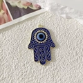 Ciondolo Mano di Fatima blu con occhio del male e bordo dorato per gioielli fai-da-te - Mano di Fatima Blu