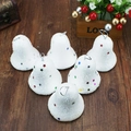 Set of 6 white foam bell ornaments with colorful star sequins for Christmas tree decor - 6cm