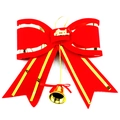 Grande fiocco natalizio rosso con bordo dorato, targa Merry Christmas e campanellino d'oro - 26.6*30.5 (Taglia 3)