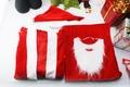 Set costume da Babbo Natale con giacca in velluto rosso, pantaloni, cappello e barba finta - Velluto Premium Top Pantaloni Cappello Barba Cintura