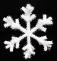Detail einer weißen Plüsch-Schneeflocke mit glitzerndem Lametta auf schwarzem Hintergrund - Sechs-Bar 3D / 40CM