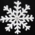 Weißes 3D-Plüsch-Schneeflocken-Ornament mit silberner Mitte für Hochzeits- und Festdekoration - Acht-Bar Flach / 50cm