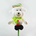 Detail of Christmas polar bear topper with red-green knit hat and green scarf on stick - Christmas Bear / 0.5mm Bullet Tip