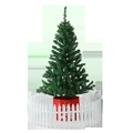 Mini 30cm grüner PVC Weihnachtsbaum mit rotem Sockel und weißem kleinen Zaun - 150cm 400 Zweige Kunststofffuß