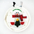 Porta cubiertos de muñeco de nieve navideño con bufanda para decorar la mesa - Árbol de Navidad y Muñeco de Niever