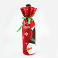 Housse de bouteille de vin rouge de Noël avec broderie bonhomme de neige et ruban vert - Bonhomme de Neige