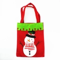 Christmas gift bag featuring a snowman design in red and green felt with double handles - Snowman Style