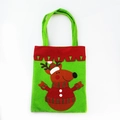 Green felt Christmas reindeer gift bag with handles and red festive trim design - Reindeer Style
