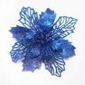 Fleur de Noël bleue scintillante de 15 cm avec paillettes pour décoration de sapin - 15cm Bleu