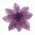 Fleur de Noël artificielle violette scintillante creuse pour décoration de sapin - 13cm / Violet