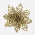 13cm Gold glittered hollow artificial poinsettia flower for Christmas tree decoration - 13cm / Gold