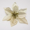 Flor de pascua artificial dorada para decoración de árbol de Navidad con bordes brillantes - 14cm Dorado