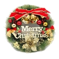 Ghirlanda di Natale 40cm con fiocco rosso, campane d'oro e scritta Merry Christmas porta - 40cm Fiocco