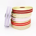 Set di nastri natalizi in lino con strisce dorate per confezioni regalo e nozze - 5cm di Larghezza / Viola